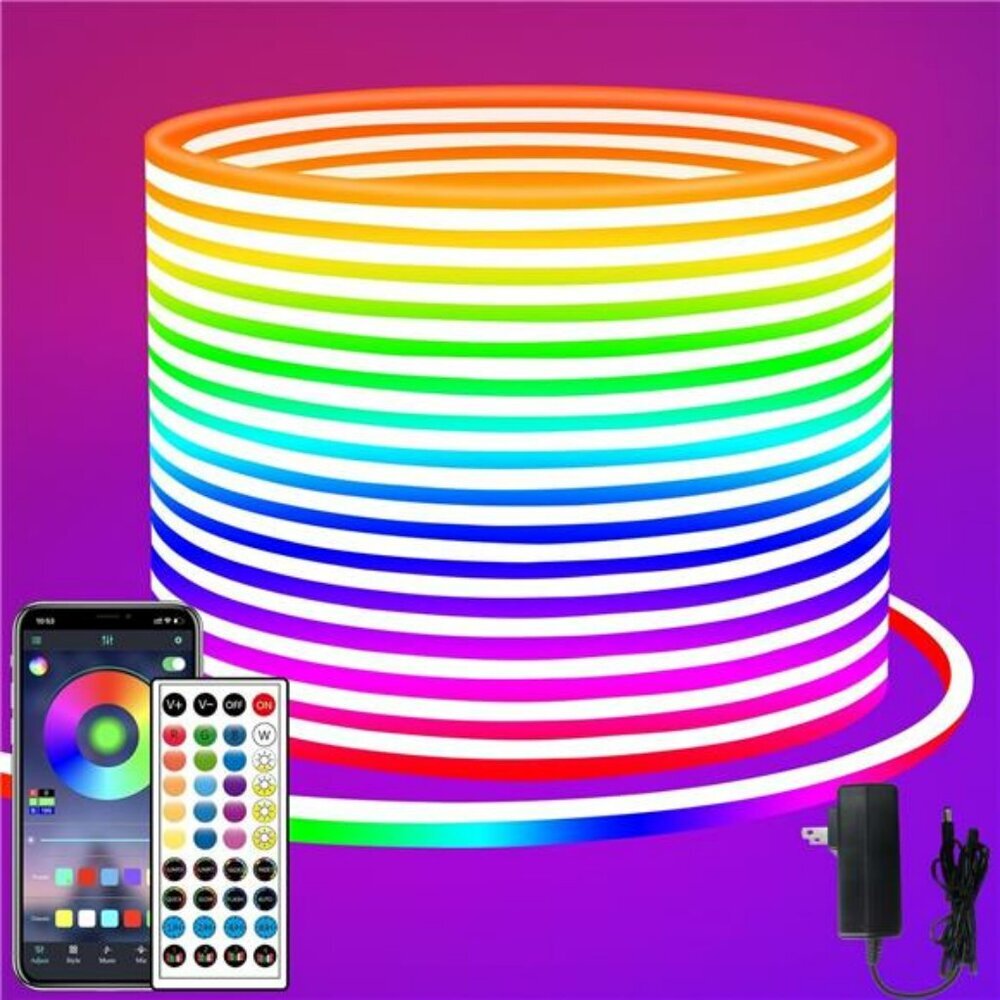 66FT RGB LED Neon Rope Lights Waterproof Color Changing Flexible Strip Lights